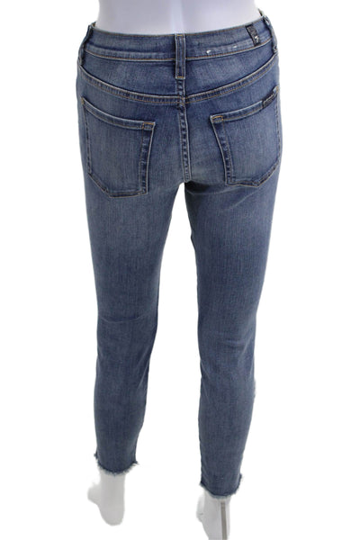 7 For All Mankind Women Ankle Skinny Blue Mid Rise Jeans Size 24