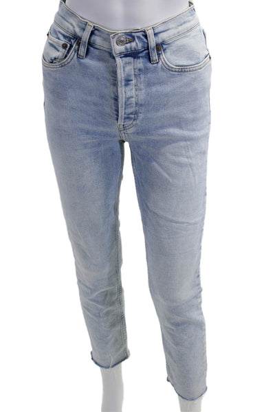 Re/Done Womens Cropped Straight Light Blue Jeans Size 26
