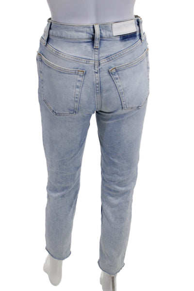 Re/Done Womens Cropped Straight Light Blue Jeans Size 26