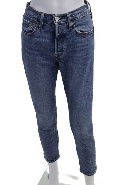 Levi Strauss & Co Women Ankle Cropped Jeans Blue Mid Rise Cotton Size 25