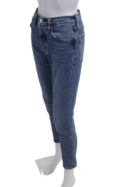 Levi Strauss & Co Women Ankle Cropped Jeans Blue Mid Rise Cotton Size 25