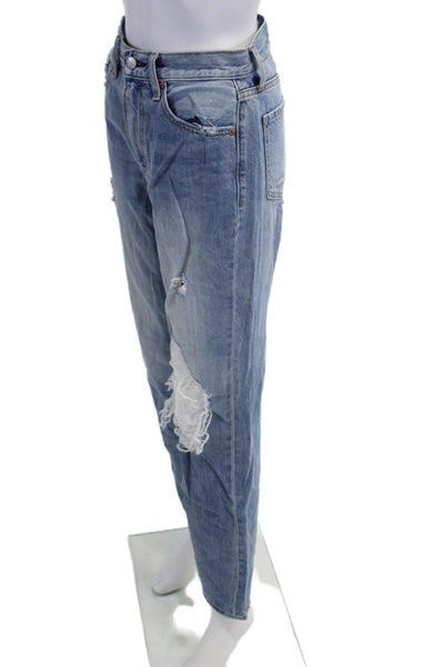 Daze Women Boyfriend Straight Jeans Blue Organic Cotton Mid Rise Size 26