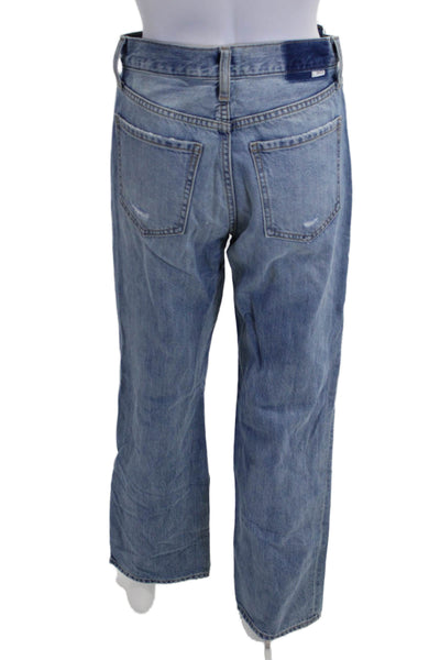 Daze Women Boyfriend Straight Jeans Blue Organic Cotton Mid Rise Size 26