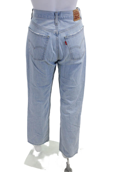Levis Womens Boyfriend Straight Jeans Light Blue Mid Rise 29 Inseam Size 27