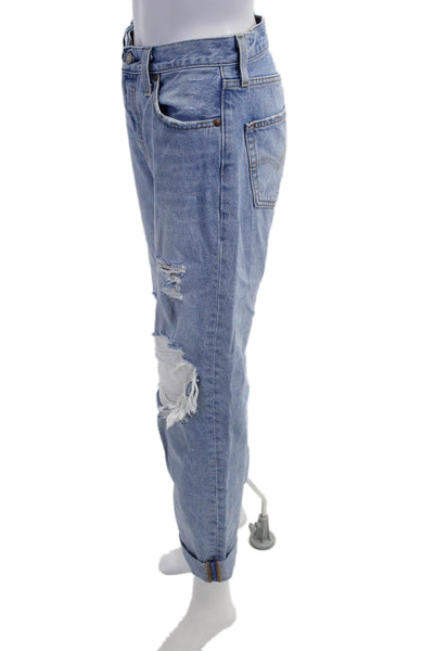 Levis Women Boyfriend Jeans Light Blue 100% Cotton Mid Rise Size 25