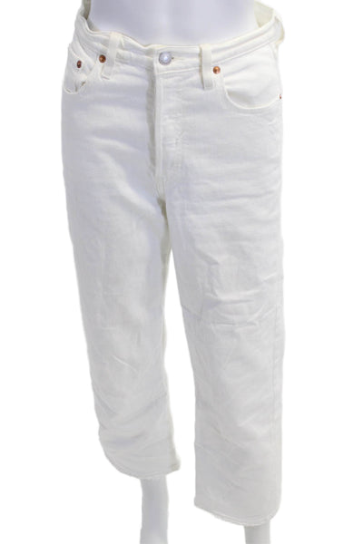 Levis Unisex Cropped Straight White Jeans Size 26