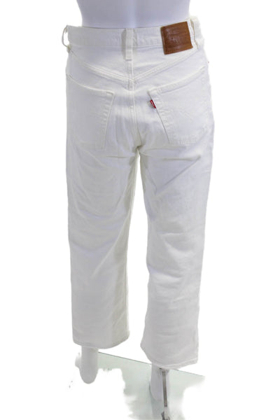 Levis Unisex Cropped Straight White Jeans Size 26