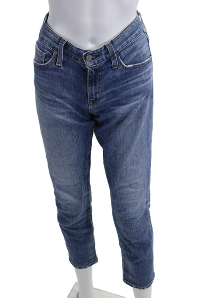 AG-ED Denim Women Ankle Cropped Mid Rise Blue Jeans Petite Size 24