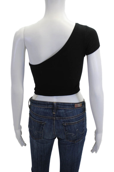 Emma & Sam Womens Cropped Tank Black Modal Spandex Size S