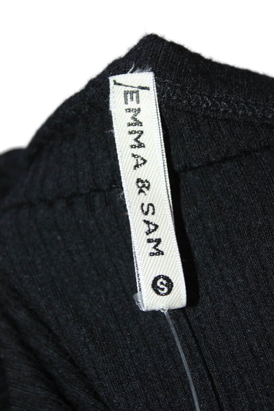 Emma & Sam Womens Cropped Tank Black Modal Spandex Size S