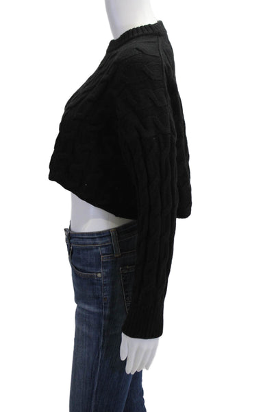Babaton Women Pullover Sweater Black Merino Wool Crewneck Long Sleeve Size S