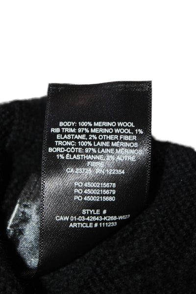 Babaton Women Pullover Sweater Black Merino Wool Crewneck Long Sleeve Size S
