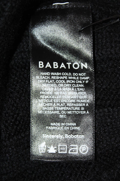 Babaton Women Pullover Sweater Black Merino Wool Crewneck Long Sleeve Size S