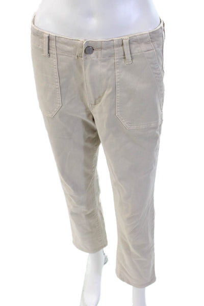 Paige Womens Ankle Cropped Pants Beige Button Petites Size 27