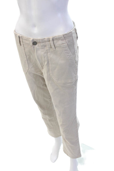 Paige Womens Ankle Cropped Pants Beige Button Petites Size 27