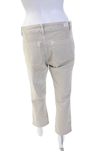 Paige Womens Ankle Cropped Pants Beige Button Petites Size 27