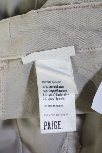 Paige Womens Ankle Cropped Pants Beige Button Petites Size 27