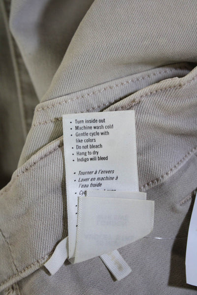 Paige Womens Ankle Cropped Pants Beige Button Petites Size 27