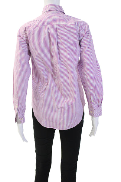 Ralph Lauren Women Striped Button-Up Shirt Pink Long Sleeve Size 14