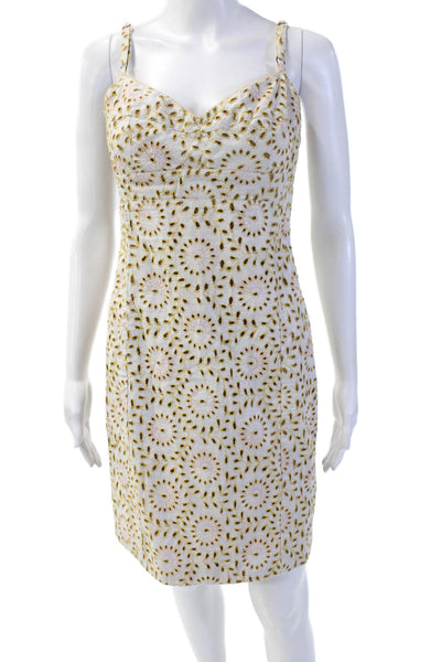 Ticci Tonetto Womens White Floral Sleeveless Sheath Dress Knee Length Size M