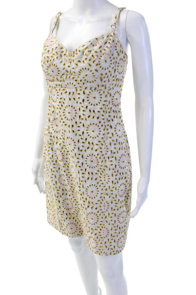 Ticci Tonetto Womens White Floral Sleeveless Sheath Dress Knee Length Size M