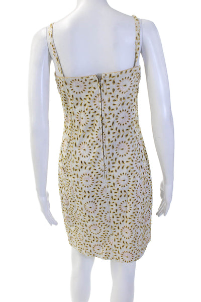 Ticci Tonetto Womens White Floral Sleeveless Sheath Dress Knee Length Size M