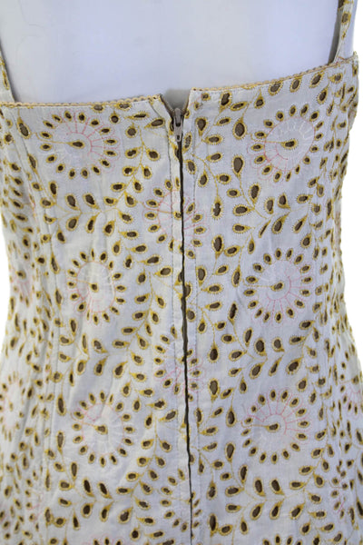 Ticci Tonetto Womens White Floral Sleeveless Sheath Dress Knee Length Size M