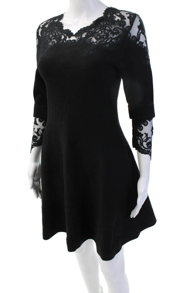 Azadeh Couture Women A-Line Fit & Flare Dress Black 3/4 Sleeve Size M Tall