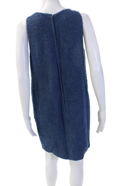 Azadeh Couture Women Shift Dress Dark Blue Wool Sleeveless Knee Length Size 8
