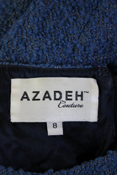 Azadeh Couture Women Shift Dress Dark Blue Wool Sleeveless Knee Length Size 8