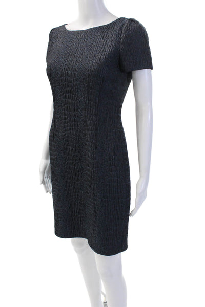 Elie Tahari Women Sheath Dress Dark Blue Short Sleeve Zip Size 4