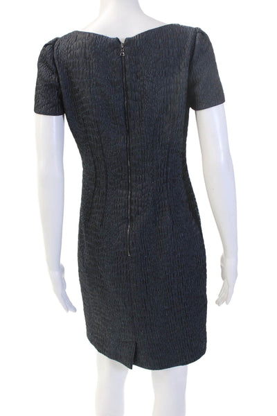 Elie Tahari Women Sheath Dress Dark Blue Short Sleeve Zip Size 4