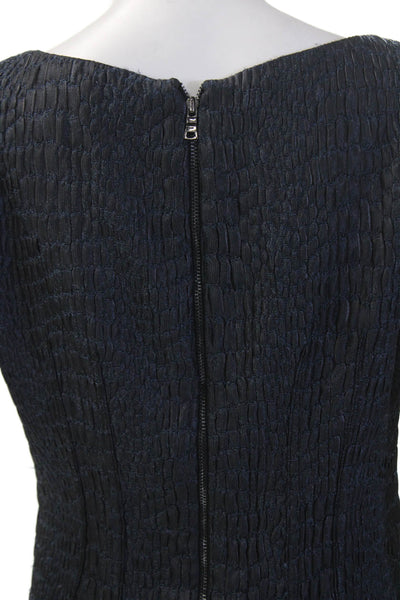 Elie Tahari Women Sheath Dress Dark Blue Short Sleeve Zip Size 4
