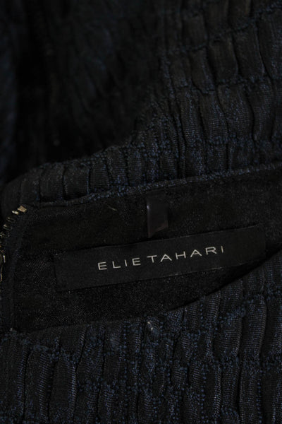Elie Tahari Women Sheath Dress Dark Blue Short Sleeve Zip Size 4