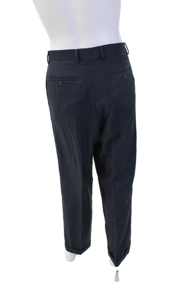 Zanetti Mens Dark Blue 2 Piece Wool Suit Button Collared Long Sleeve Size 48