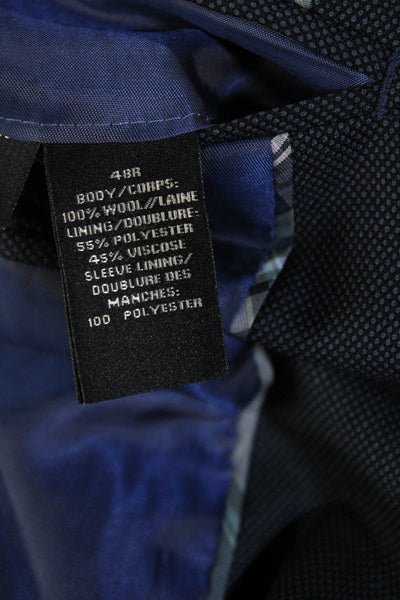 Zanetti Mens Dark Blue 2 Piece Wool Suit Button Collared Long Sleeve Size 48