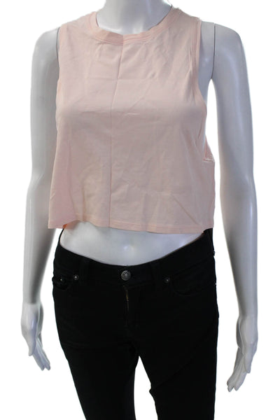 Lululemon Womens Cropped Tank Pink Pima Cotton Crew Neck Size 4