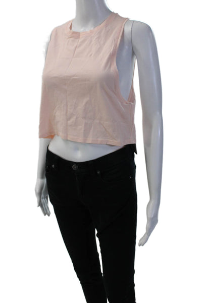 Lululemon Womens Cropped Tank Pink Pima Cotton Crew Neck Size 4