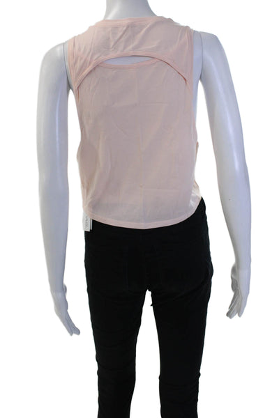 Lululemon Womens Cropped Tank Pink Pima Cotton Crew Neck Size 4
