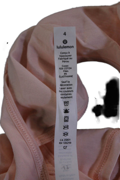 Lululemon Womens Cropped Tank Pink Pima Cotton Crew Neck Size 4