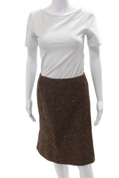 Ellen Tracy Women Straight Pencil Skirt Brown Knee Length Size 2P