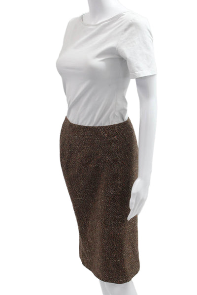 Ellen Tracy Women Straight Pencil Skirt Brown Knee Length Size 2P