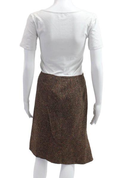Ellen Tracy Women Straight Pencil Skirt Brown Knee Length Size 2P