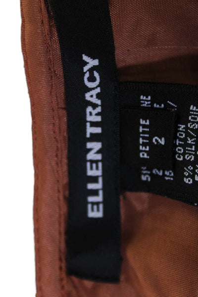 Ellen Tracy Women Straight Pencil Skirt Brown Knee Length Size 2P
