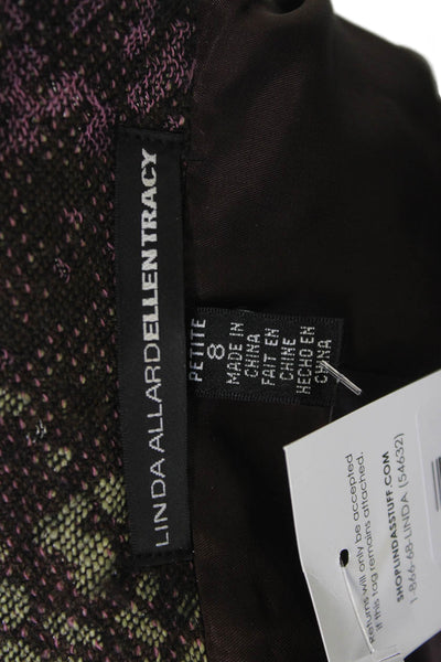 Linda Allard Ellen Tracy Womens Brown Floral Collared Blazer Wool Blend Size 8P