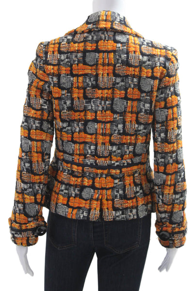 Ellen Tracy Women Black Check Wool Blend Blazer Button Size 2