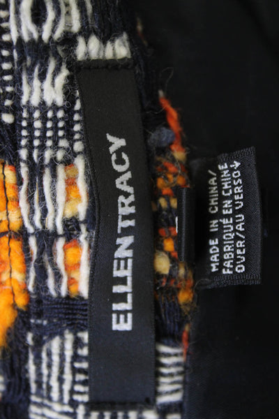 Ellen Tracy Women Black Check Wool Blend Blazer Button Size 2