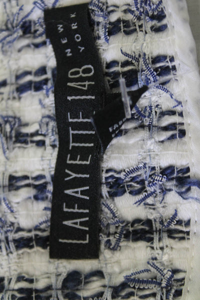 Lafayette 148 New York Womens Blue Check Blazer 3/4 Sleeve Button Size 4