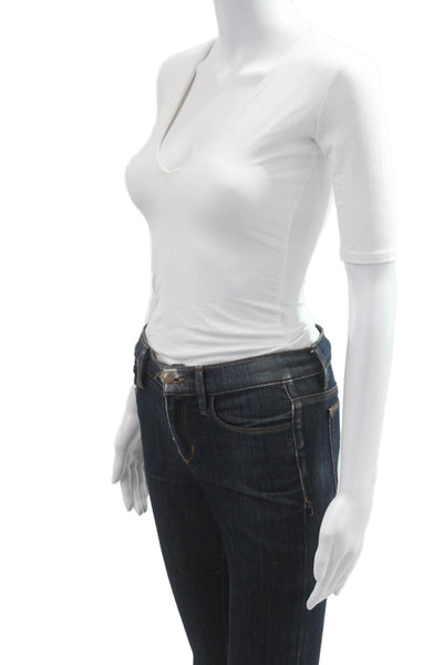 ALIX NYC Women Jersey V-Neck Short Sleeve White T-Shirt Size S