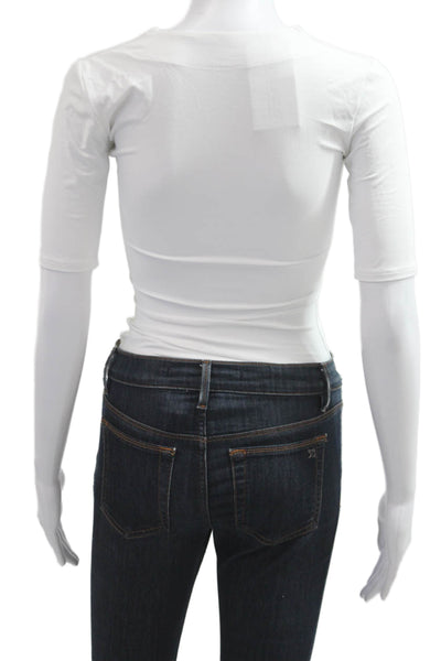 ALIX NYC Women Jersey V-Neck Short Sleeve White T-Shirt Size S